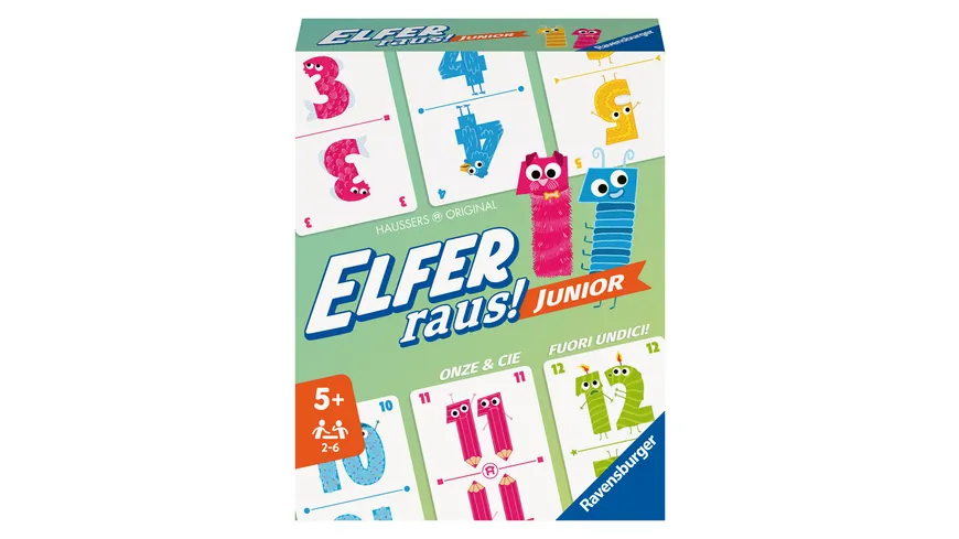 Ravensburger Spiel - Elfer Raus! Junior - Kartenspiel für Kinder und Erwachsene, Zahlenraum 1-20