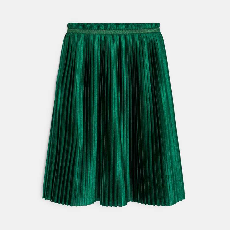 Jupe midi plissée verte fille