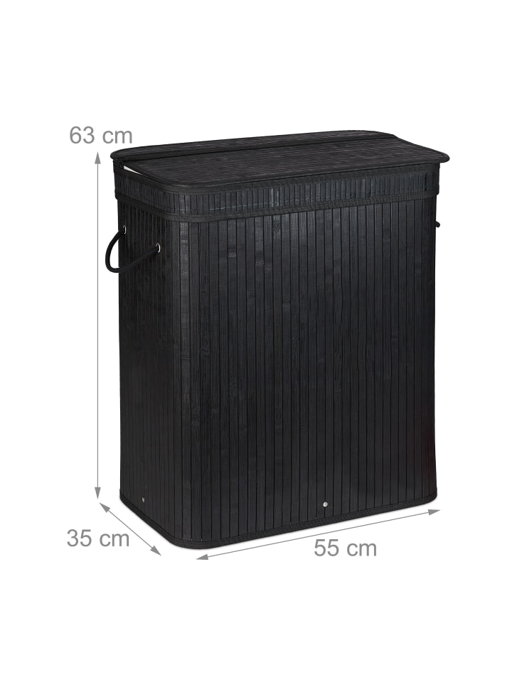 relaxdays Wäschesortierer in Schwarz - (B)55 x (H)63 x (T)35 cm günstig kaufen onesize