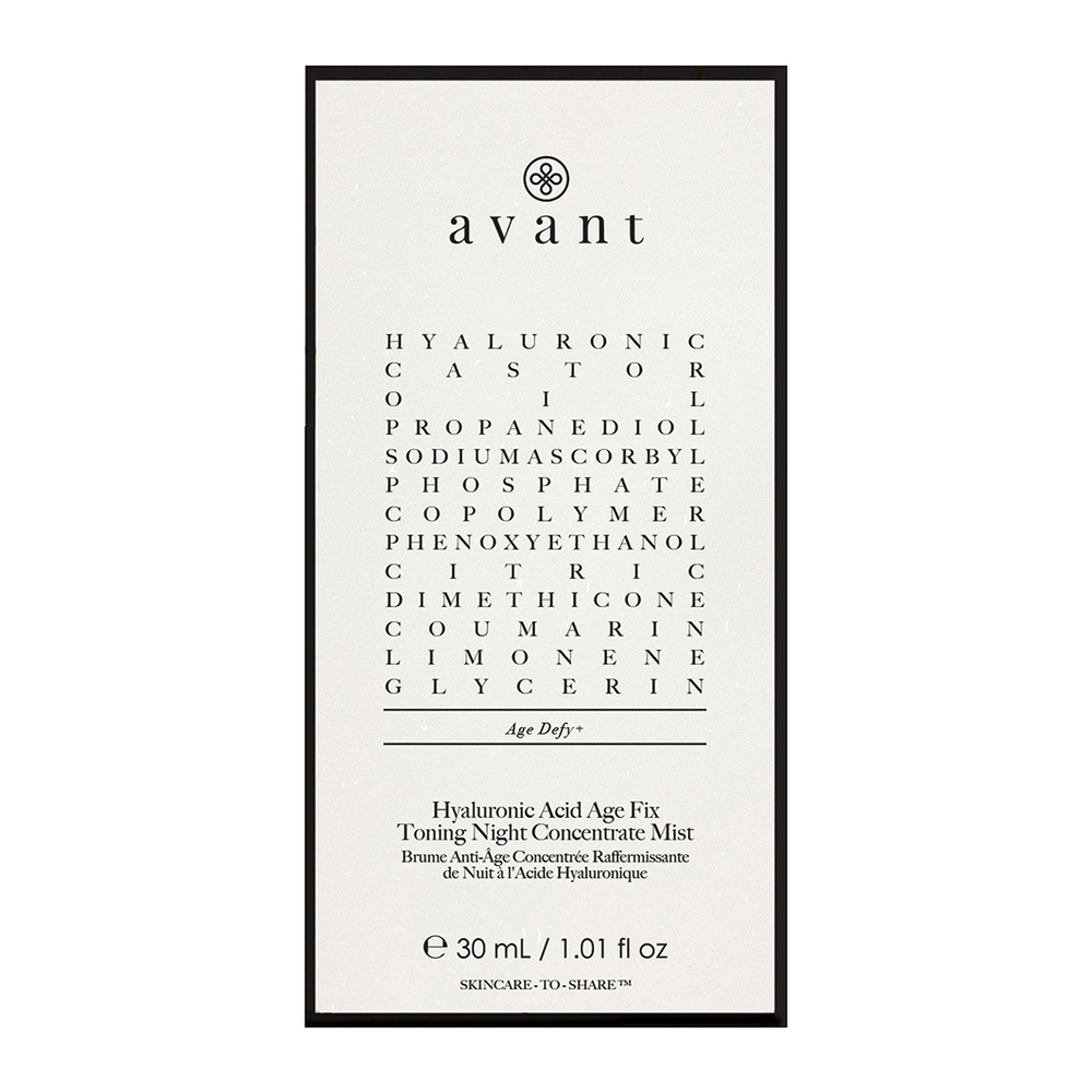 Avant Skincare Brume Anti-Âge Concentrée Raffermissante à l'Acide Hyaluronique de Nuit Hydratants et Mists Primer
