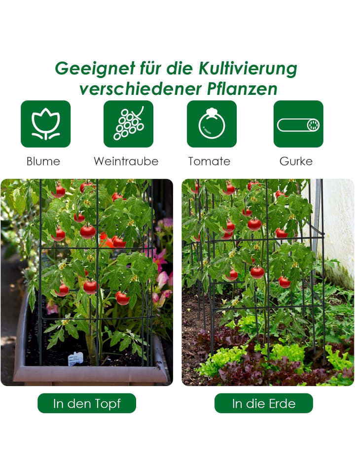 COSTWAY Rankhilfe 4er Set 100 cm Tomatenkäfig in Grün günstig kaufen onesize