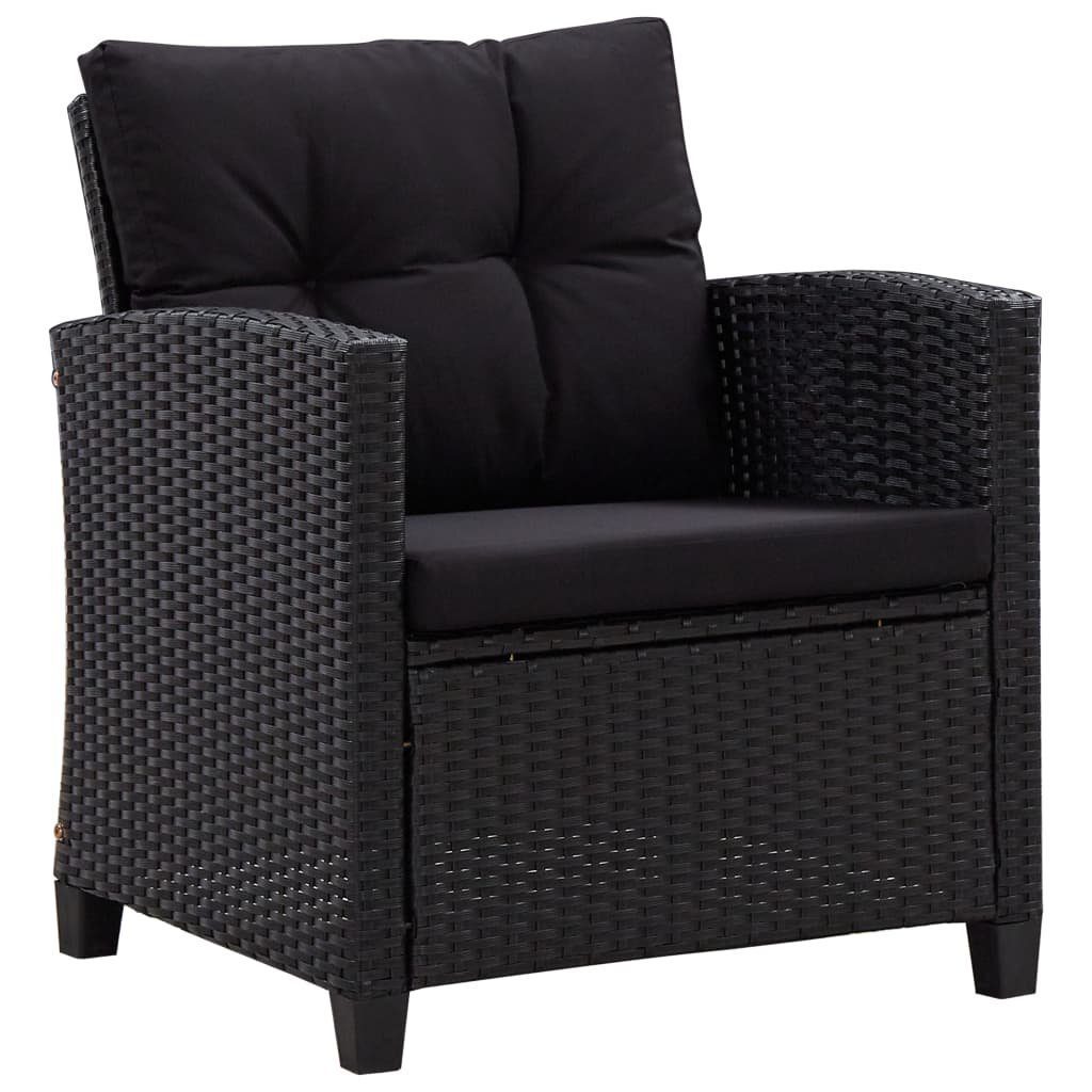 vidaXL Loungesofa 6-tlg. Garten-Sofagarnitur mit Auflagen Poly Rattan Schwarz, 6 Teile
