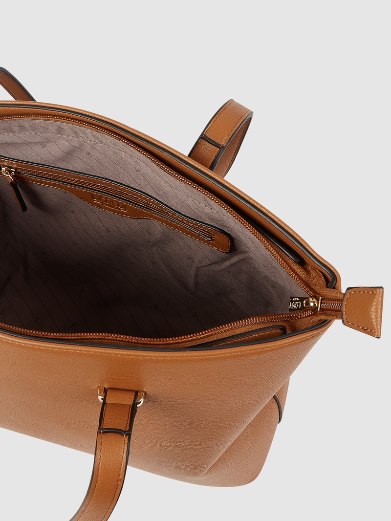 Shopper mit Label-Applikation Modell 'FILIPPA' in cognac