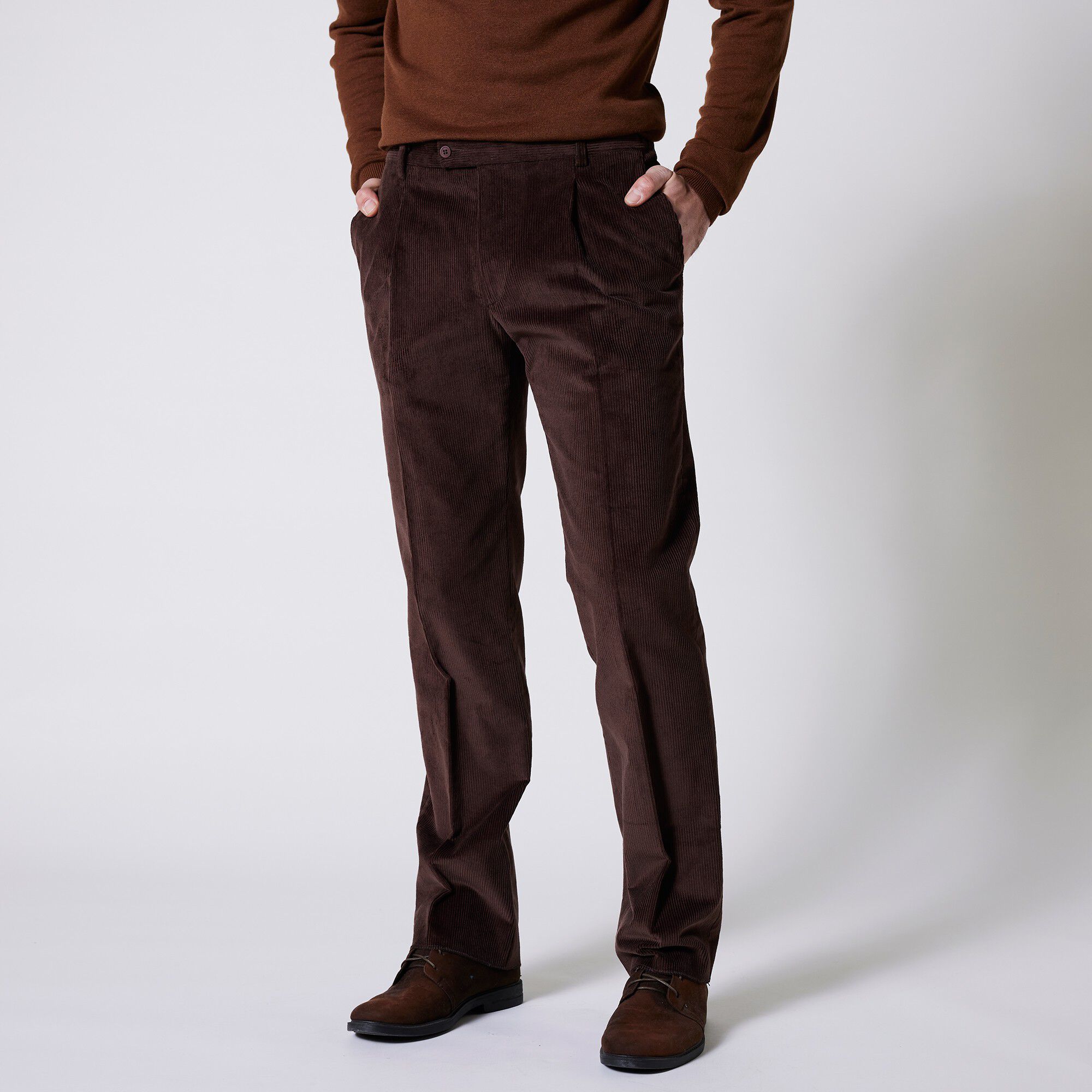 Pantalon velours taille élastiquée sans pince
