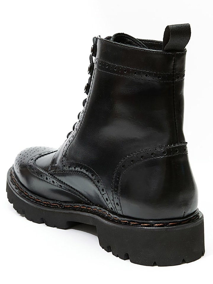 British Passport Leder-Boots in Schwarz günstig kaufen