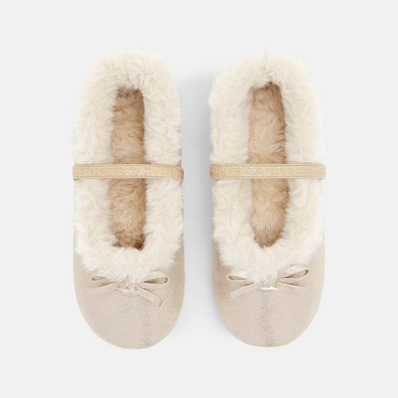 Chausson ballerine fourré irisé jaunes fille