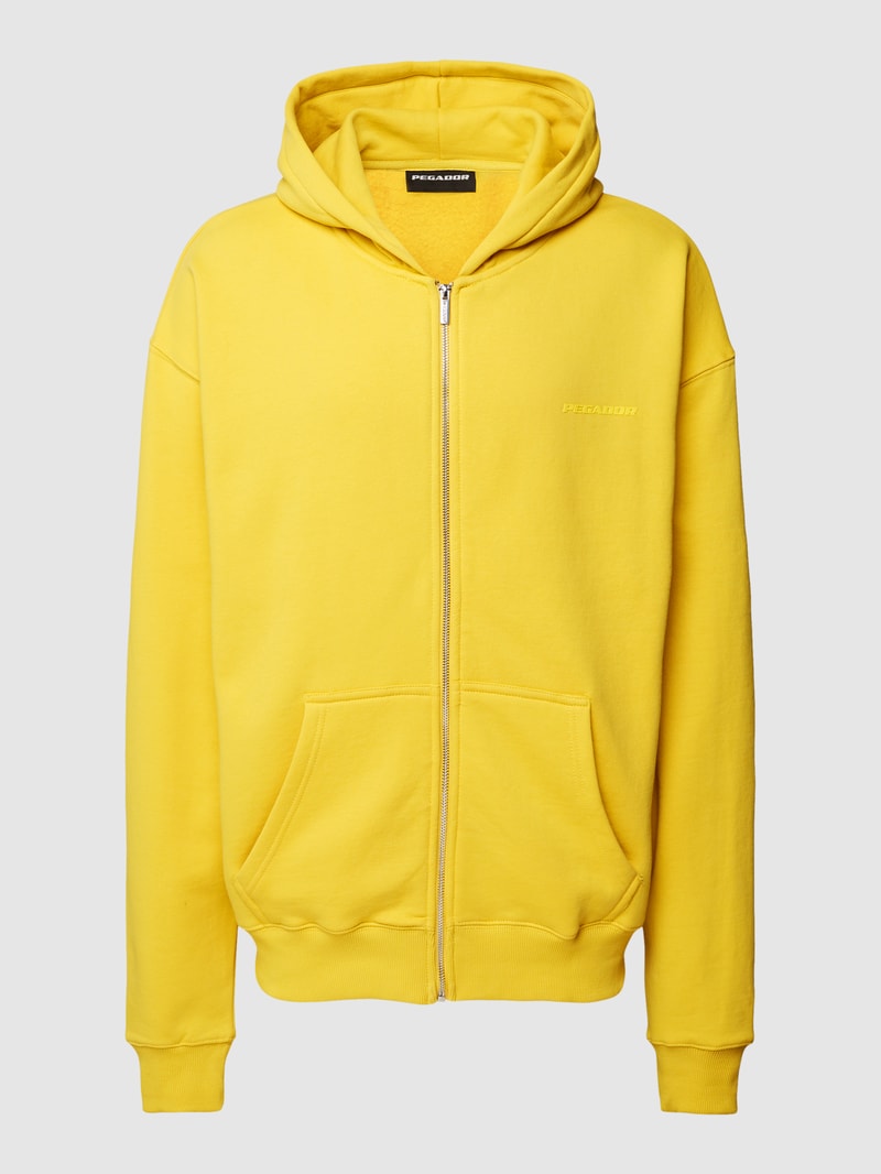 Sweatjacke mit seitlichen Eingrifftaschen in gelb