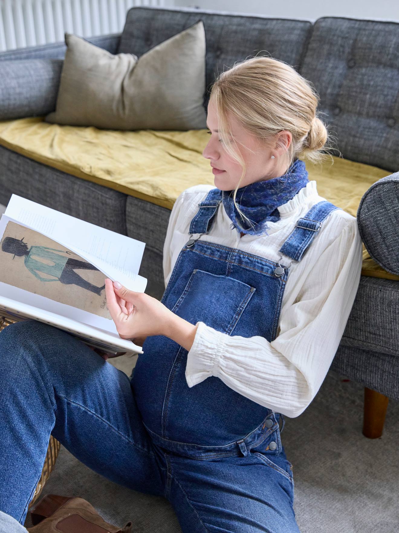 Vertbaudet Latzjeans für Schwangerschaft & Stillzeit, Mom-Fit - dunkelblau