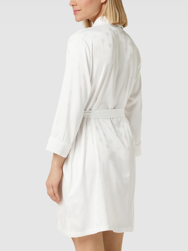 Morgenmantel mit Taillengürtel Modell 'JACQUARD' in offwhite