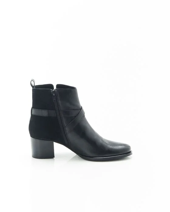 Bottines à talon bi-matières
