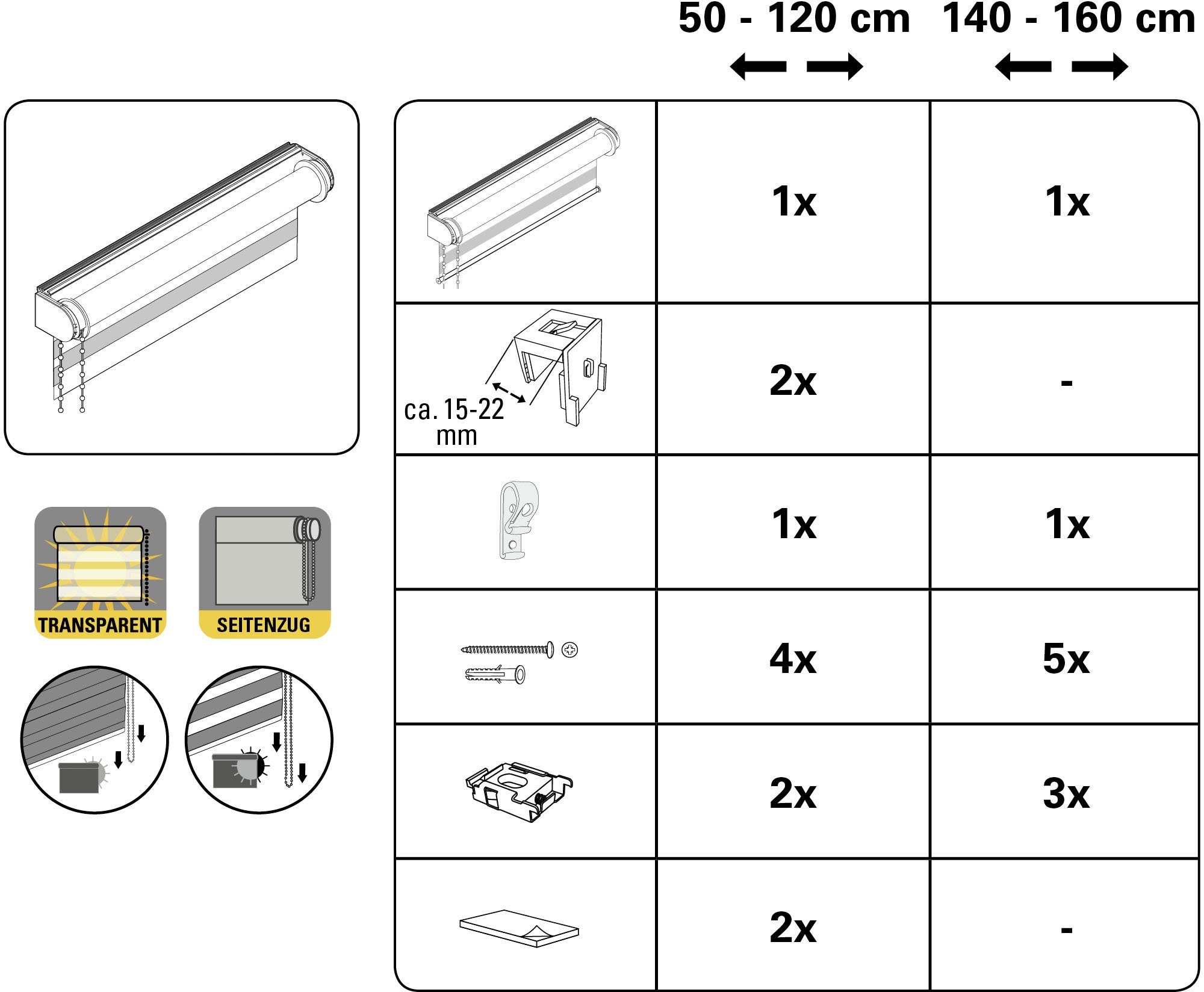 Doppelrollo Doppelrollo de luxe, GARDINIA, halbtransparent, Klemmträger mit Feststellschraube, hochwertiges Gesamtkonzept mit silbernen Metallkomponenten
