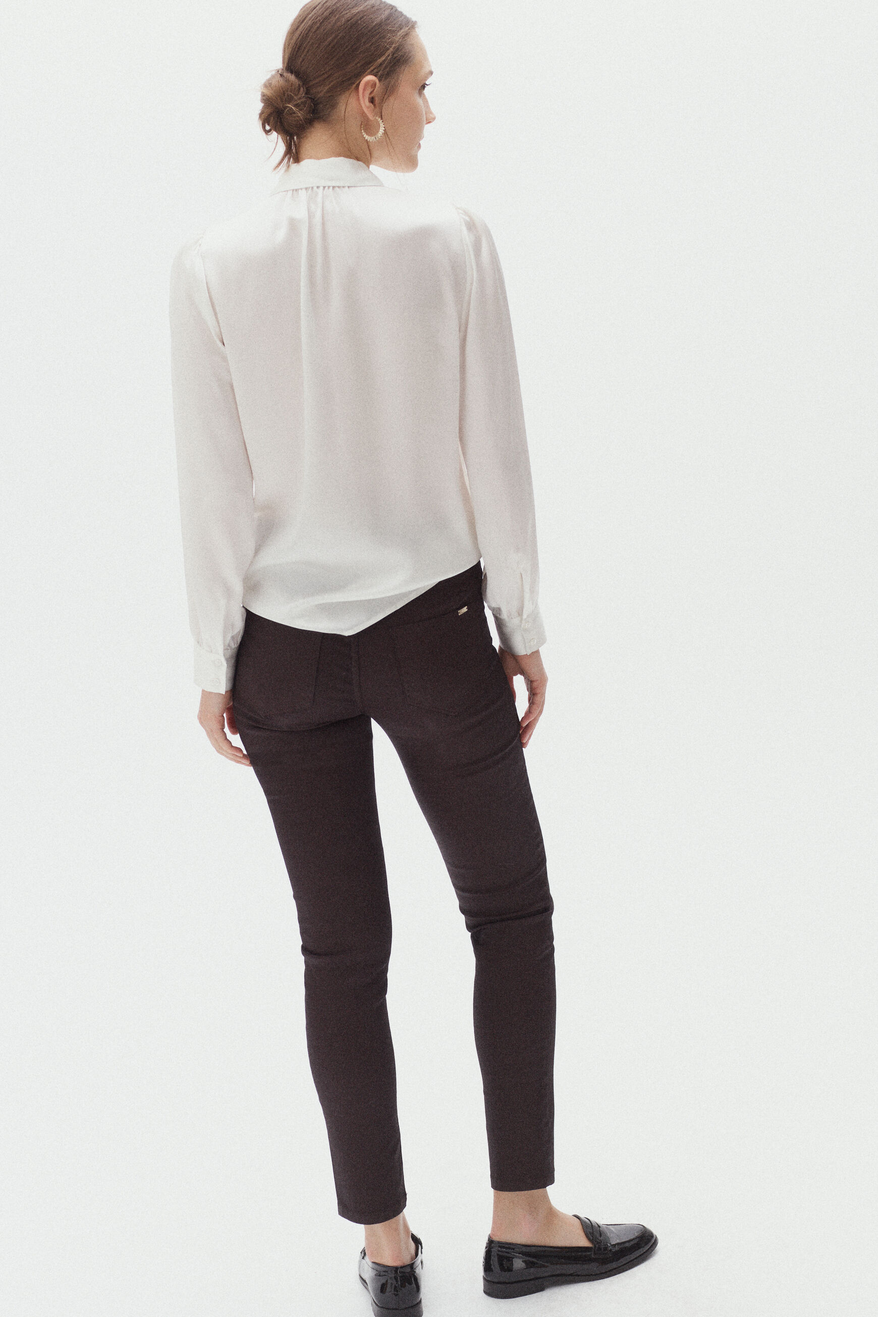 pantalon tony effet enduit bordeaux femme