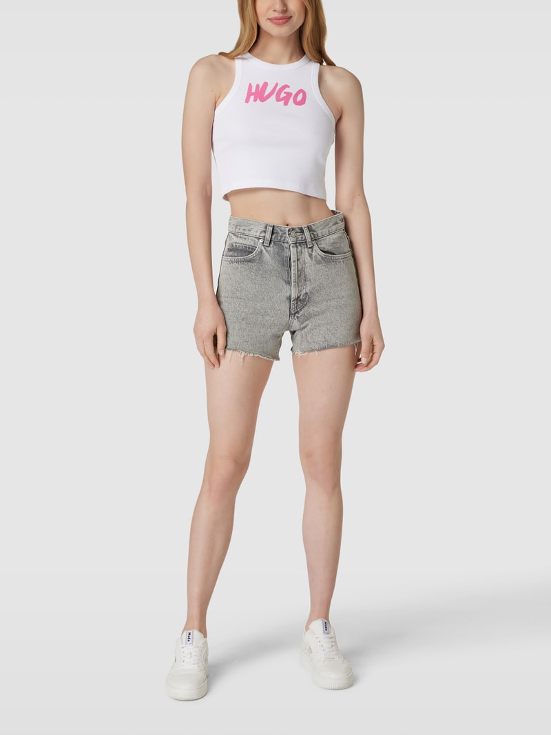 HUGO X P&C - Jeansshorts im Used-Look in hellgrau