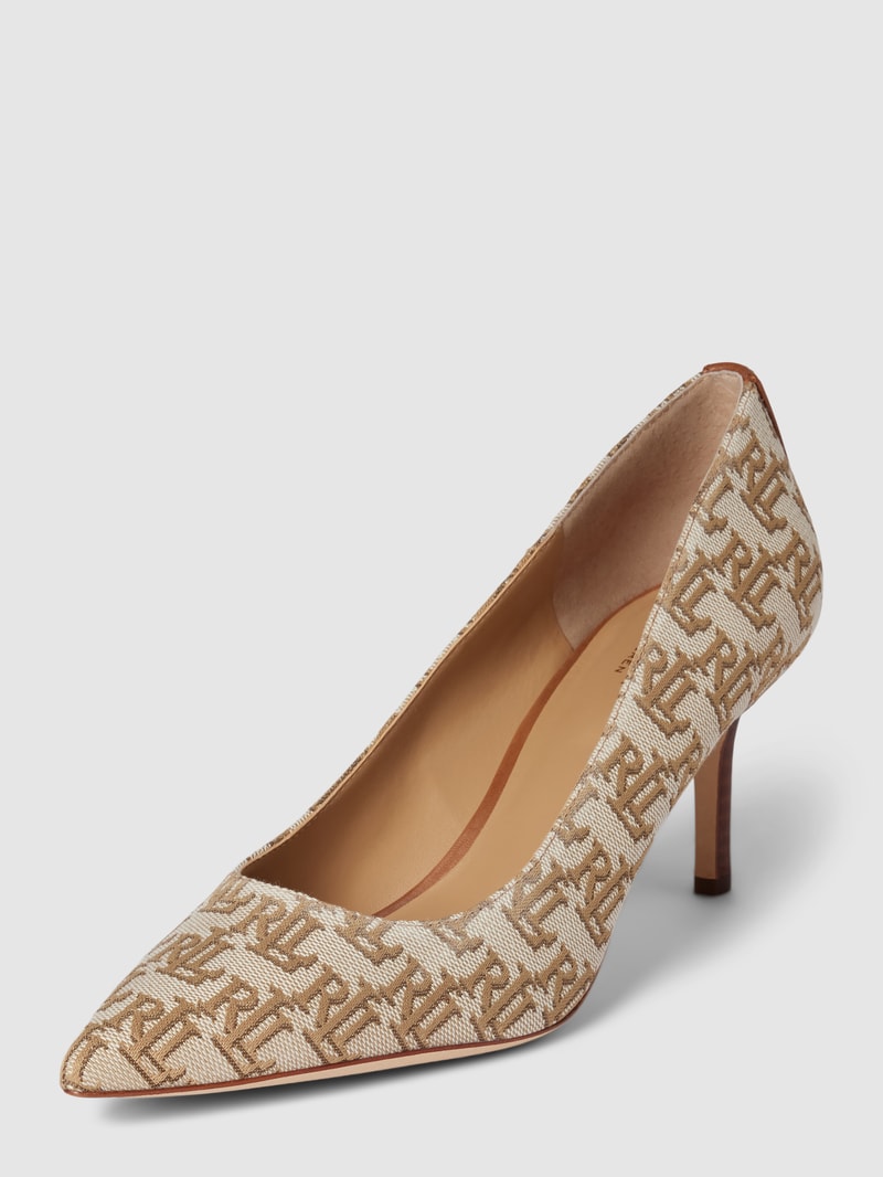 Pumps mit Label-Print Modell 'LANETTE' in olivgrün