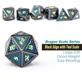 Metal & Enamel Dice Set Atlantis (7)