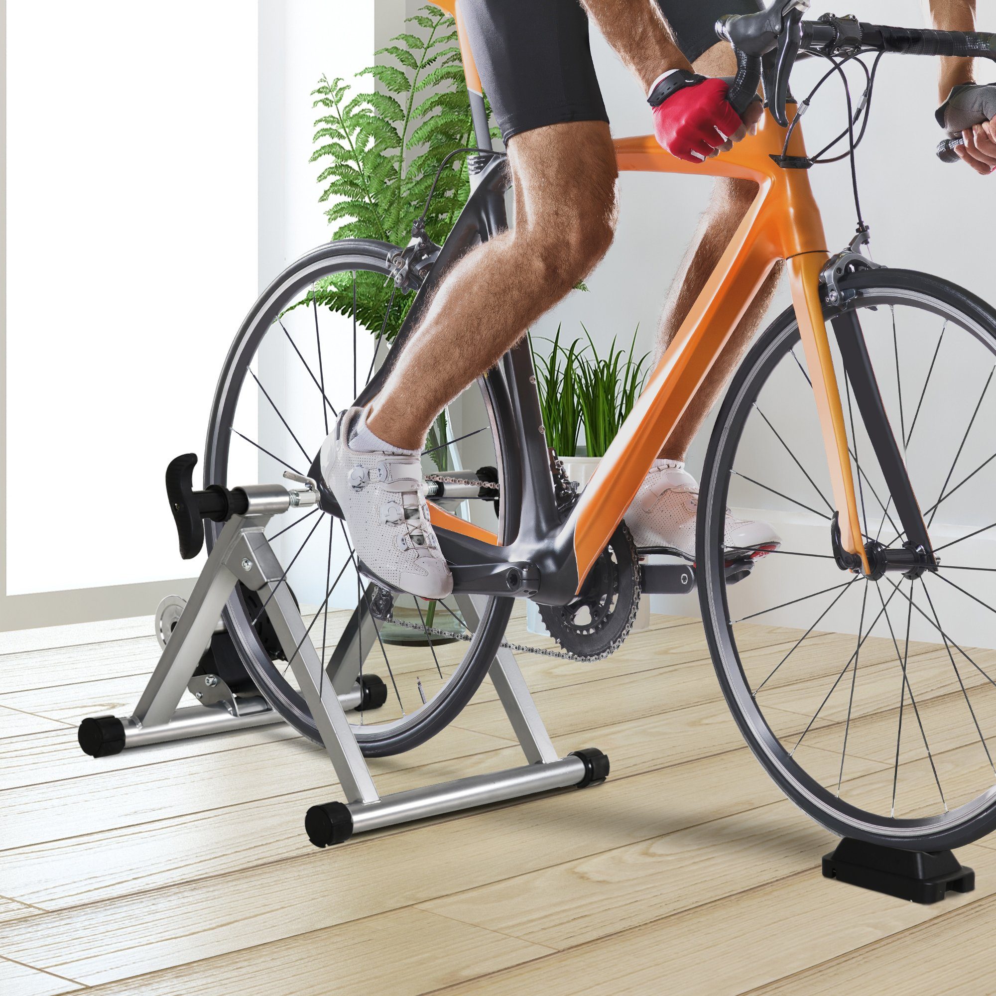 HOMCOM Heimtrainer Rollentrainer, Fahrradtrainer, klappbar, 54,5 x 47,2 x 39,1cm, Heimtrainer Fahrrad