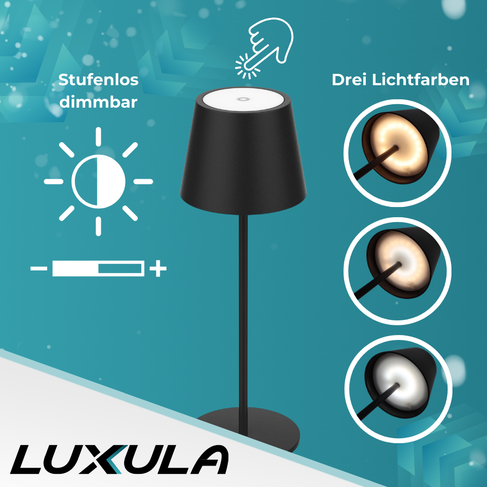 LUXULA LED-Tischleuchte mit Akku, Dimm- & CCT-Funktion, wiederaufladbar