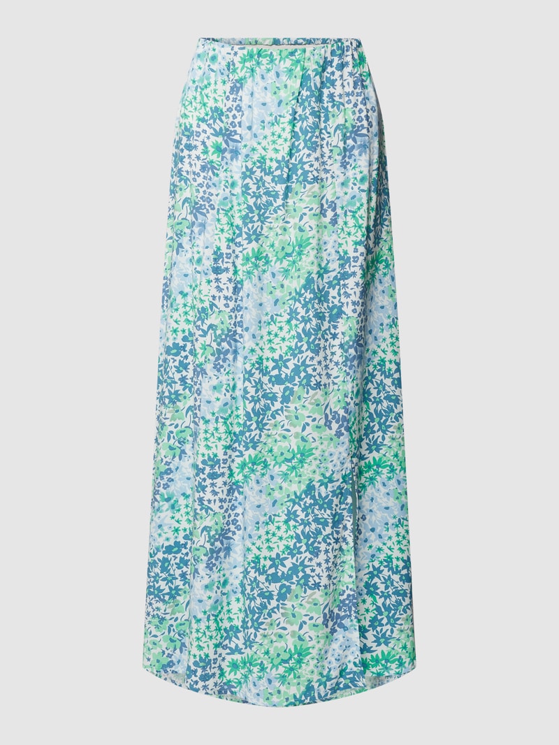 Maxirock aus reiner Viskose mit Allover-Muster Modell 'Joella' in ozean blau