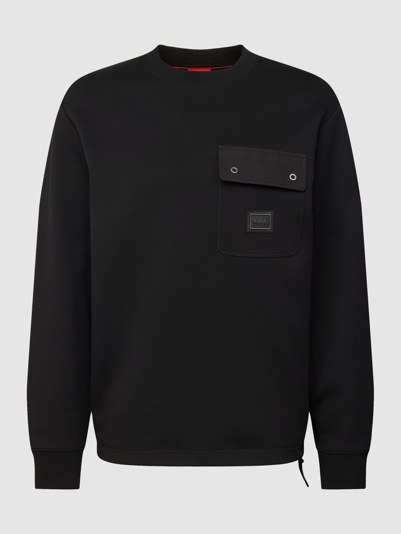 Sweatshirt mit Brusttasche Modell 'Dhaluli' in schwarz
