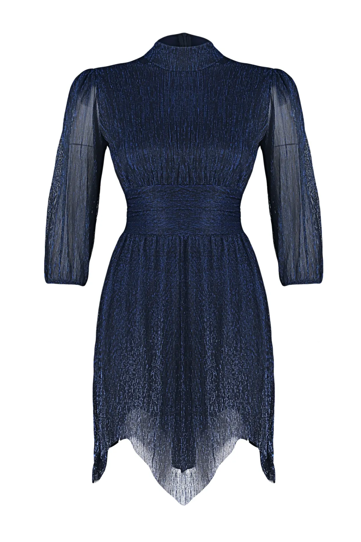 Trendyol Collection  Dunkelblaues, tailliertes, schimmerndes, elegantes Abendkleid TPRAW23EL00304