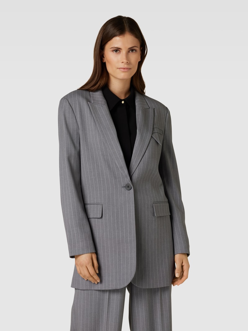 Blazer mit Streifenmuster Modell 'TAILOR' in hellgrau meliert