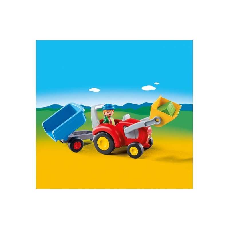 6964 Fermier avec tracteur et remorque Playmobil 1.2.3