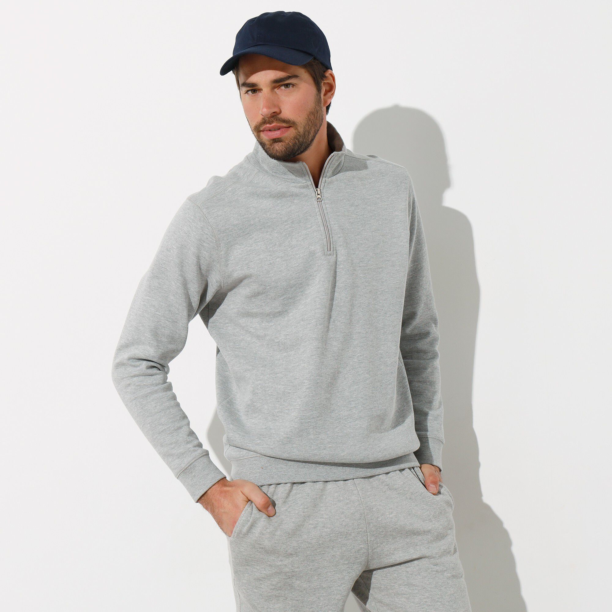 Sweat molleton col camionneur zippé