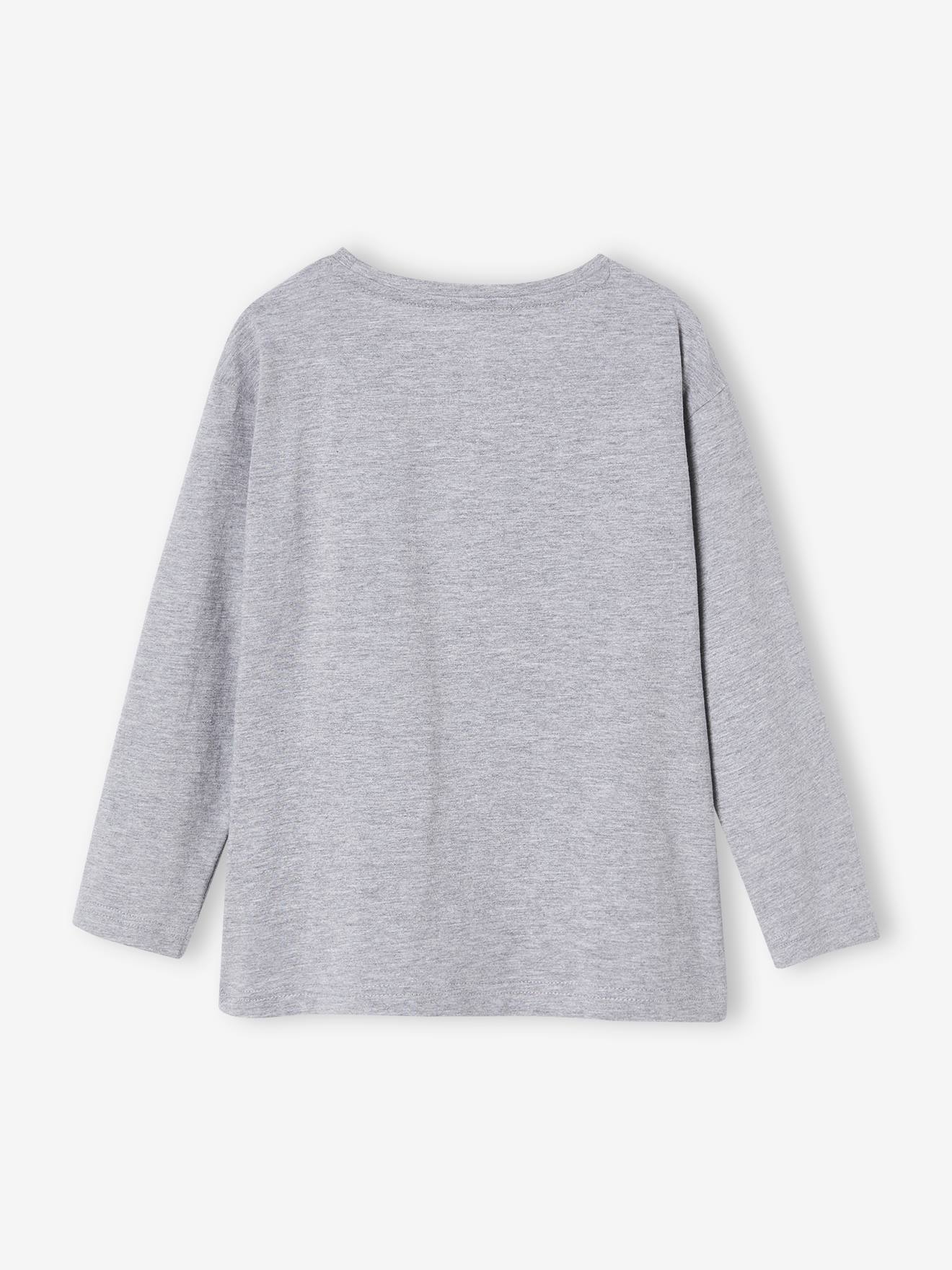 Vertbaudet Jungen Shirt mit Wendepailletten - grau/dino tyrannosaurus