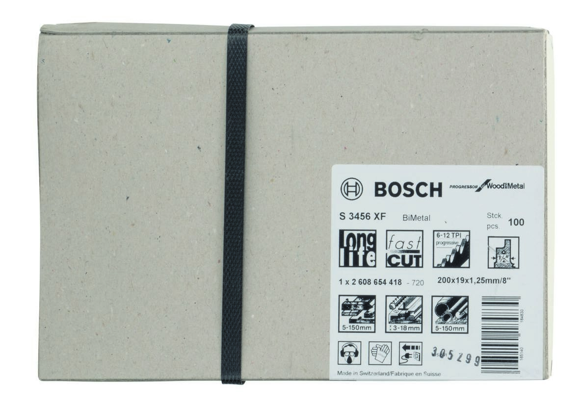 Bosch Blue Accessories 2608654418 S3456XF Sägeblatt-Vorschub für Holz und Metall, 200 mm, 100 Stück