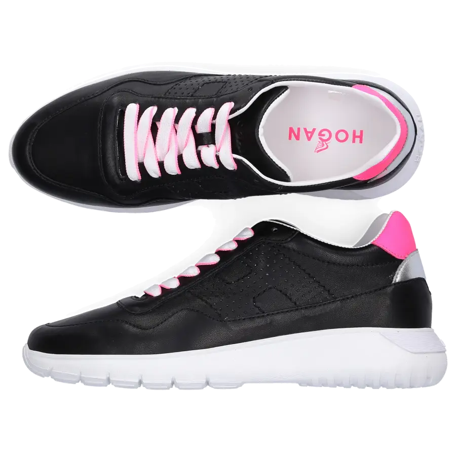 Hogan - Sneaker low H371 INTERACTIVE 3 Kalbsleder Logo rosa schwarz - schwarz