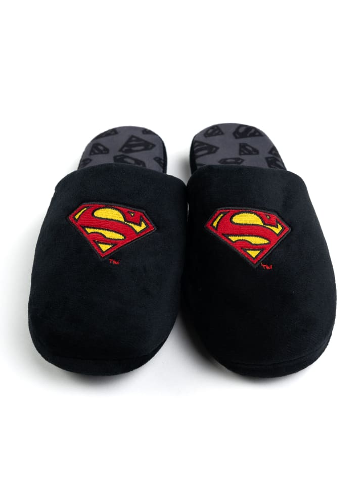 Superman DC Comics Superman Hausschuhe Puschen Schlappen Slipper Pantoffeln in schwarz günstig kaufen