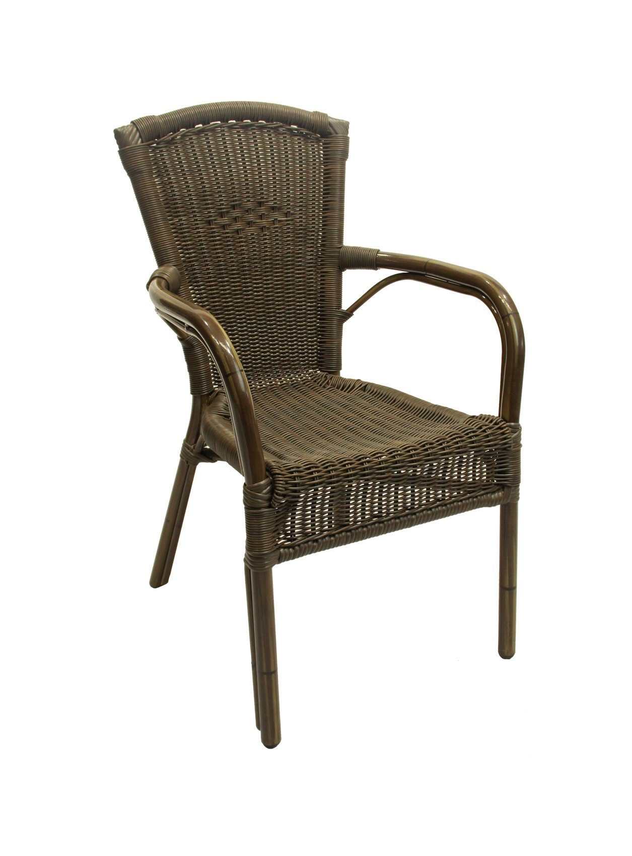 Konway Stapelstuhl COLOMBO (4 St), 4x KONWAY® COLOMBO Stapelsessel Braun Premium Polyrattan Sessel