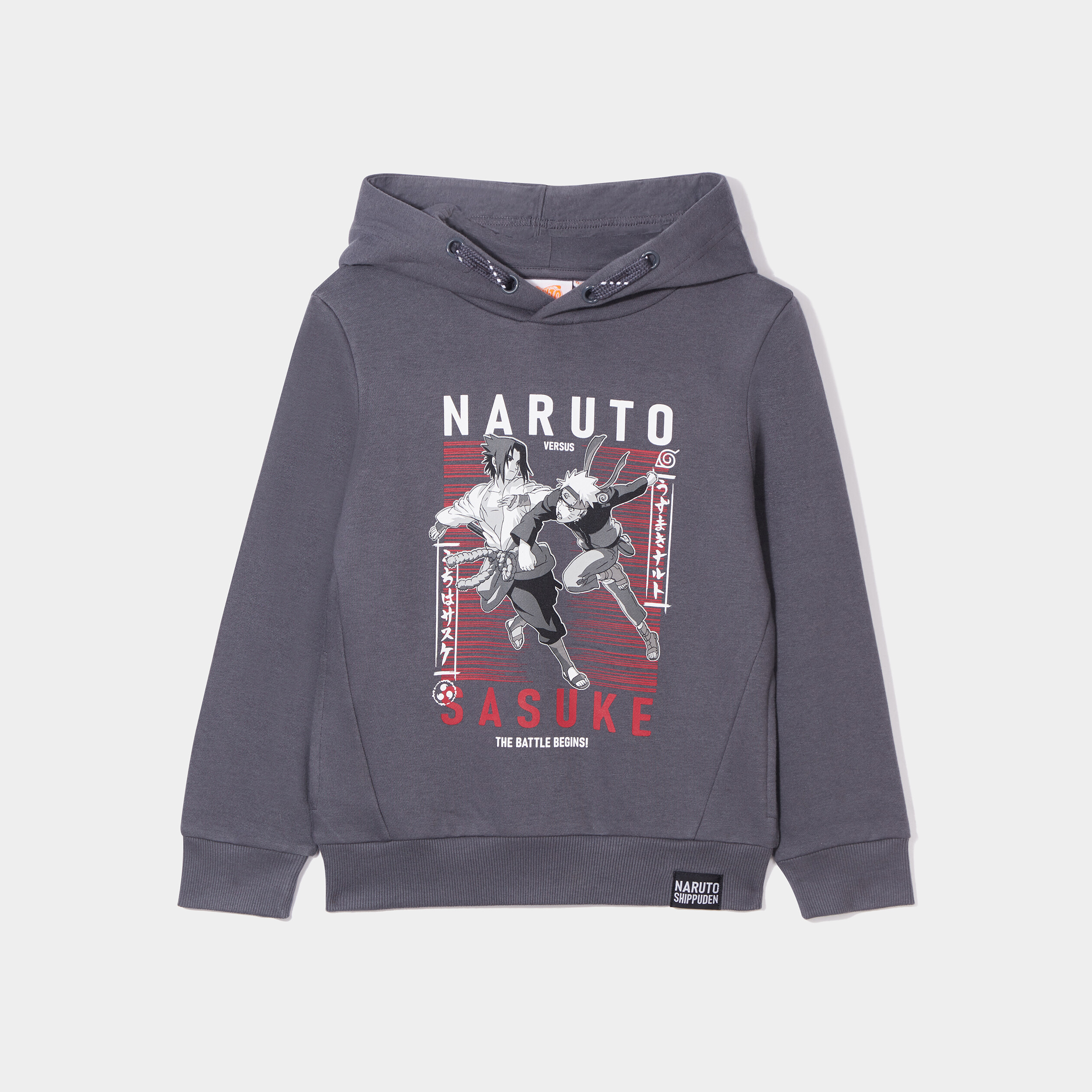 Sweat à capuche hoodie coton Naruto gris foncé garçon | La Halle