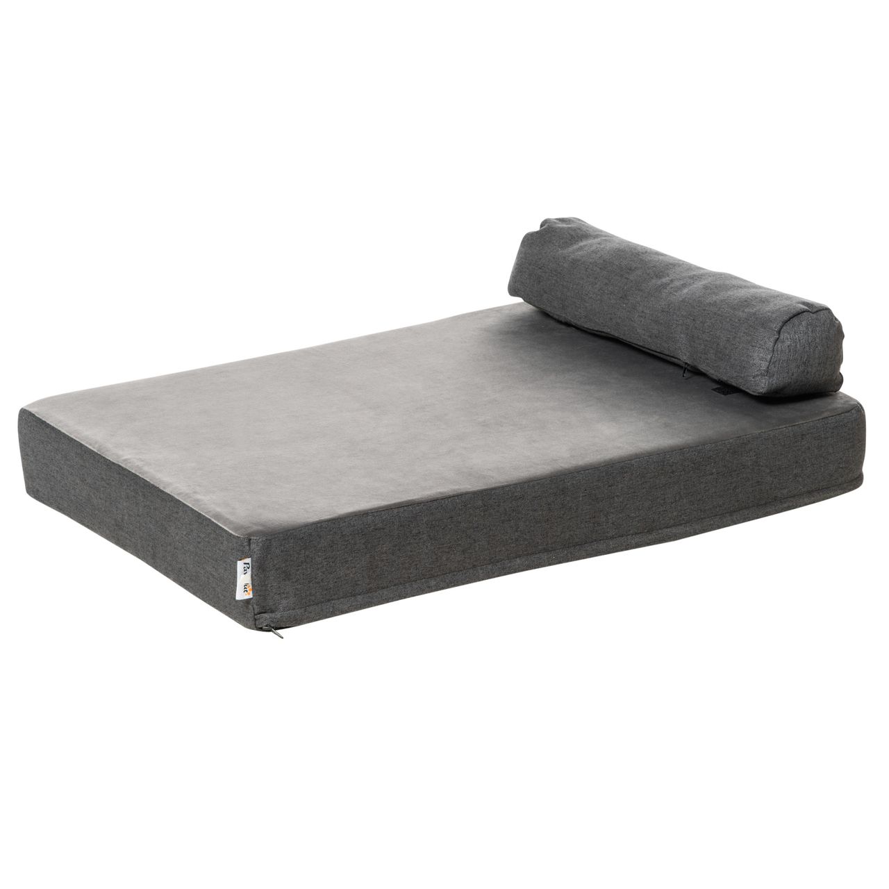 PawHut Haustierbett Tierbett Hundematratze Hundematte Bezug abnehmbar waschbar für kleine Hunde Katzen leinenartiges Polyester samtartiges Polyester PP-Baumwolle Grau75 x 55 x 20 cm