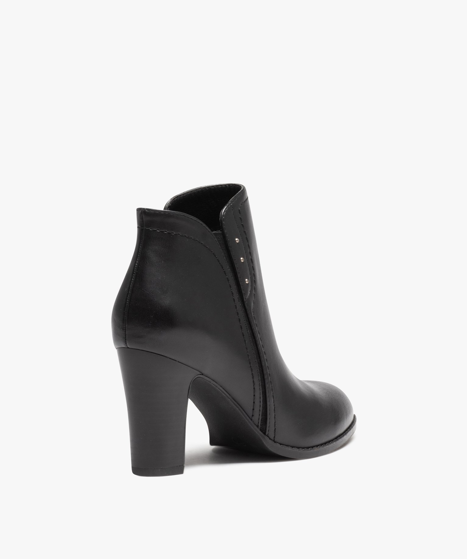 Boots femme unies à talon haut avec détails perles noir | GEMO