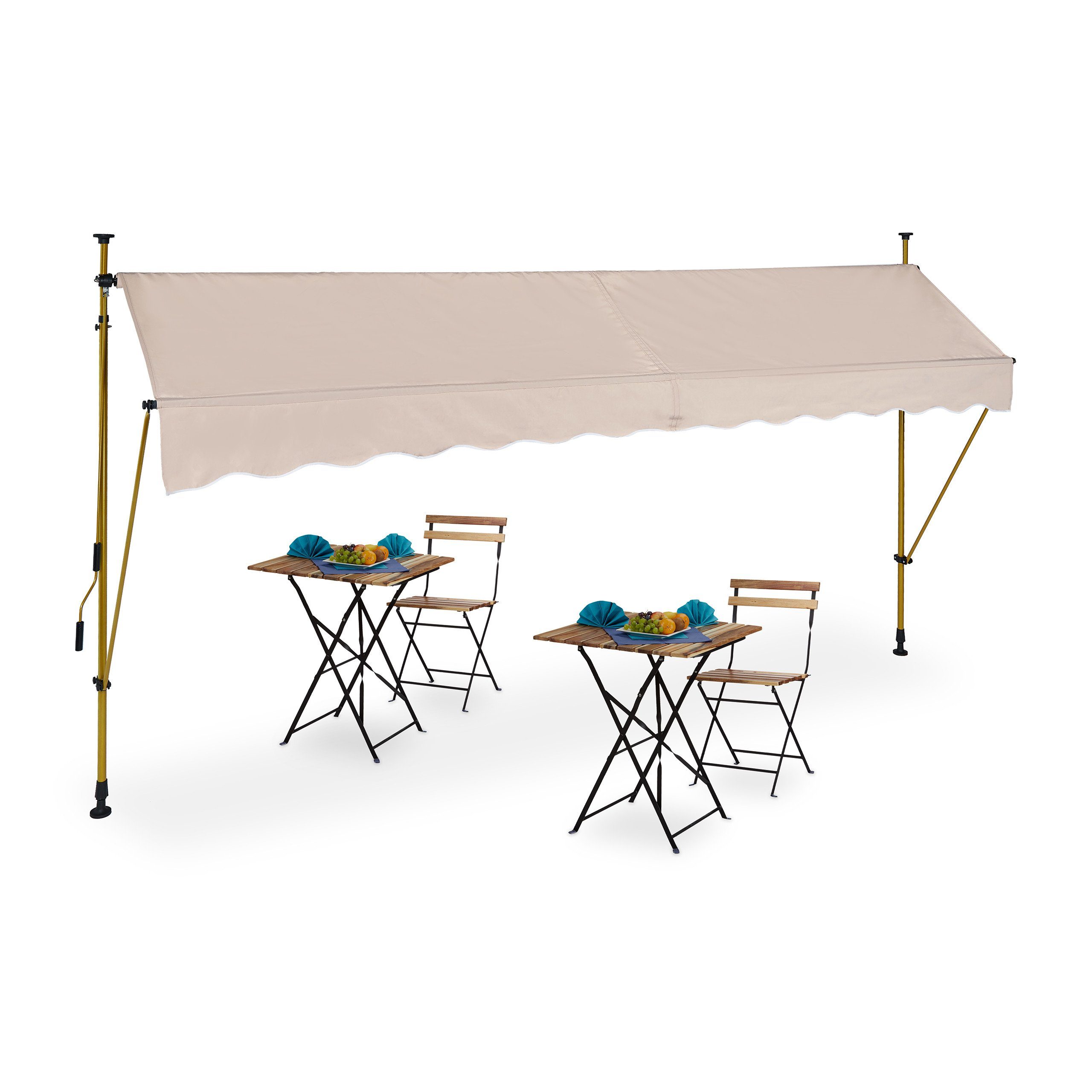 relaxdays Klemmmarkise Klemmmarkise für Balkon 350 x 120 cm
