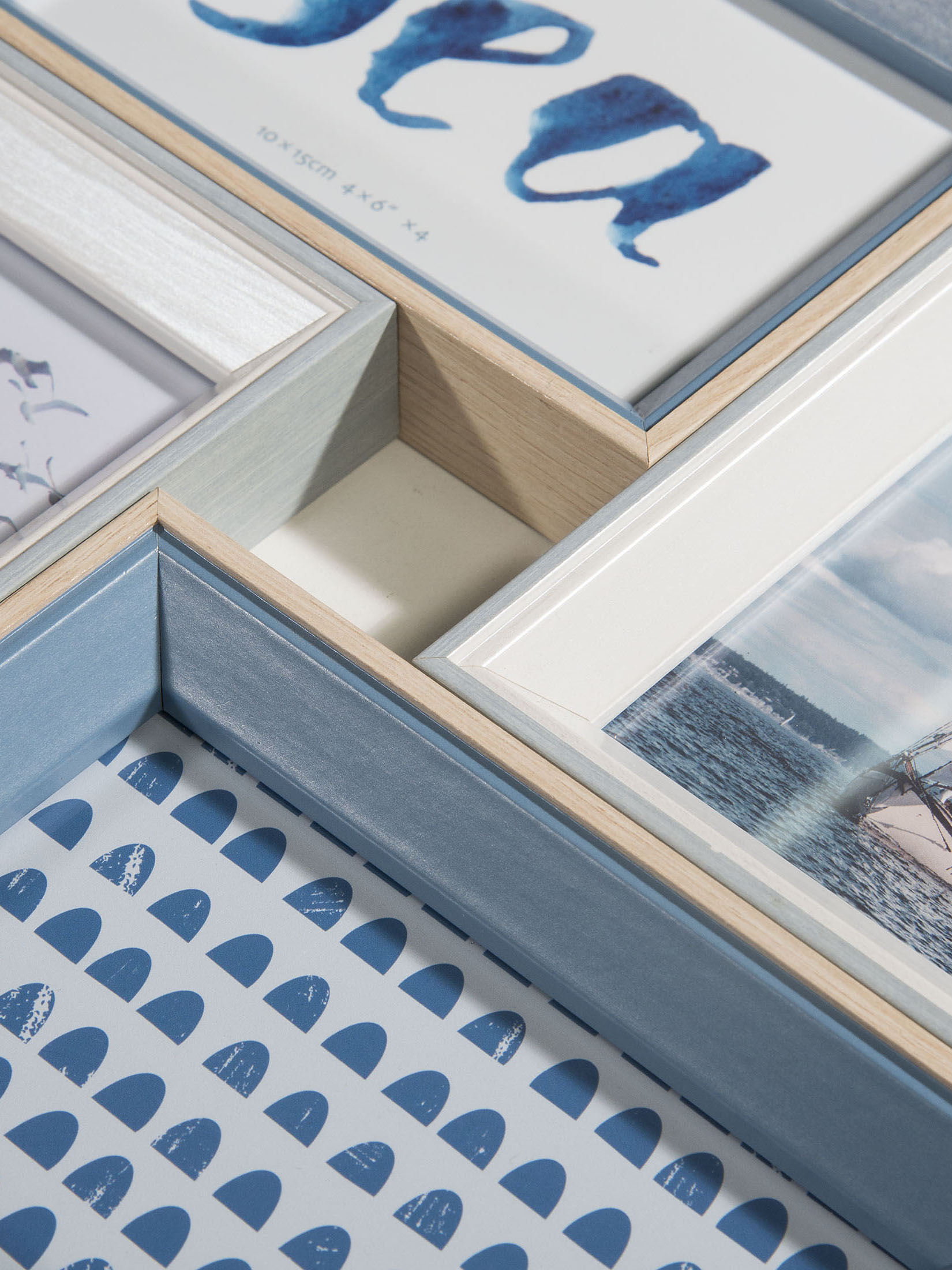 Collage Sea Bilderrahmen, Grau/Blau