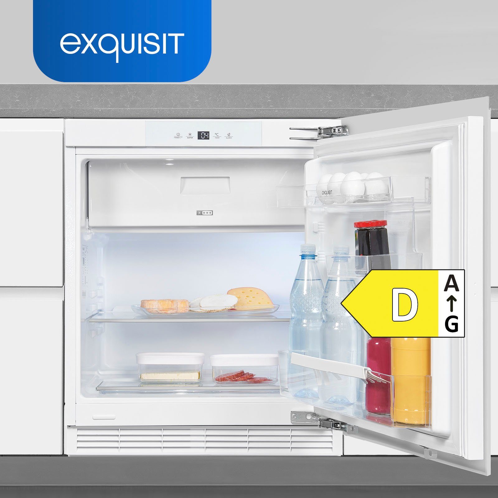 exquisit Einbaukühlschrank UKS130-4-FE-010D, 81,8 cm hoch, 59,5 cm breit