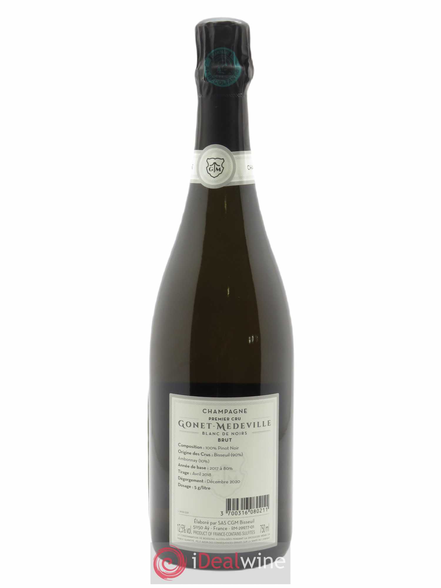 Blanc de Noirs 1er Cru Brut Vignobles Gonet-Medeville   - Lot de 1 Bouteille