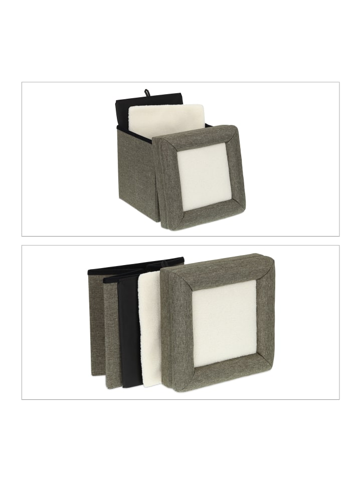 relaxdays Katzenhöhle in Grau/ Weiß - (B)38 x (H)44 x (T)38 cm günstig kaufen onesize