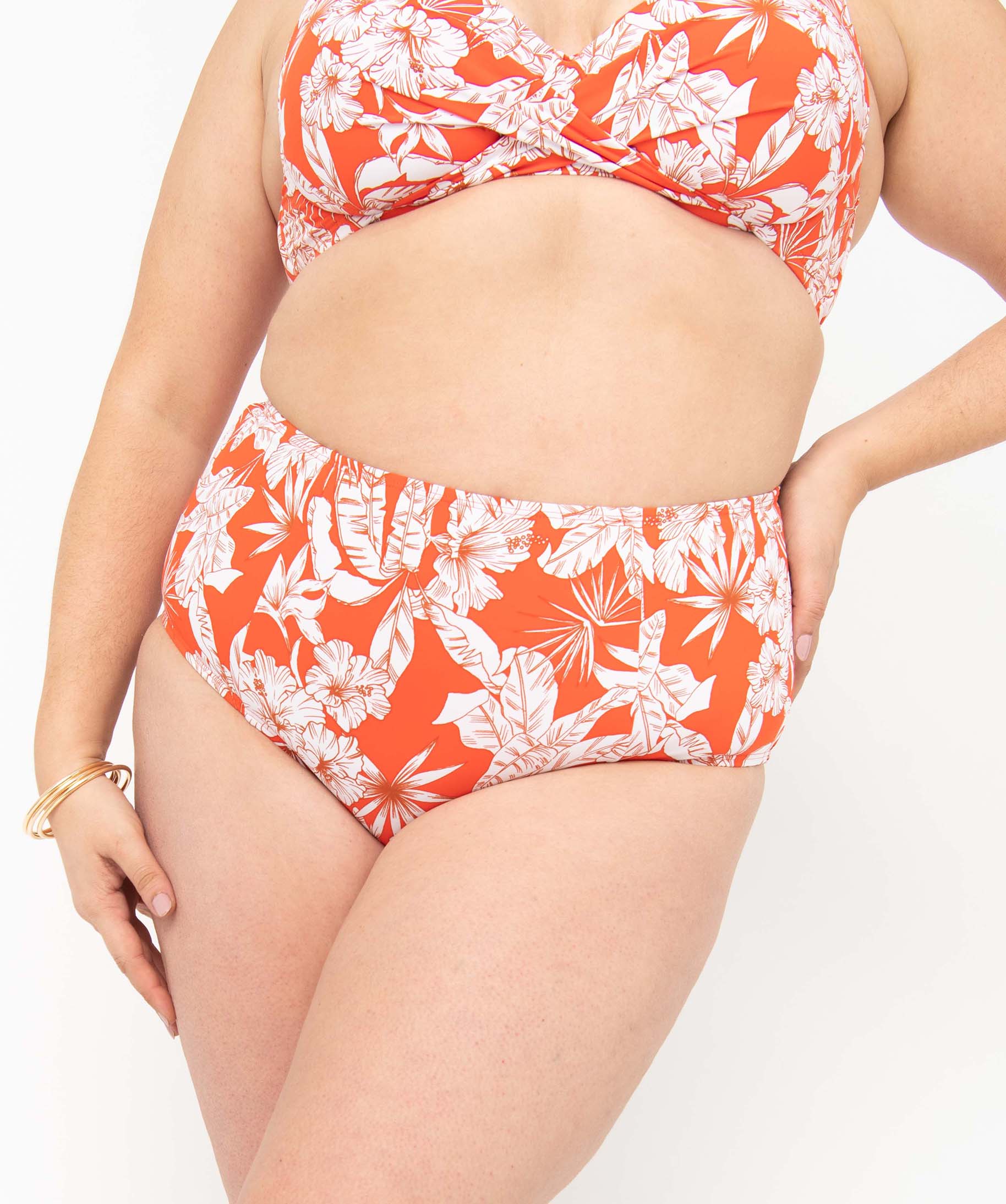 Bas de maillot de bain femme grande taille à taille haute imprime | GEMO
