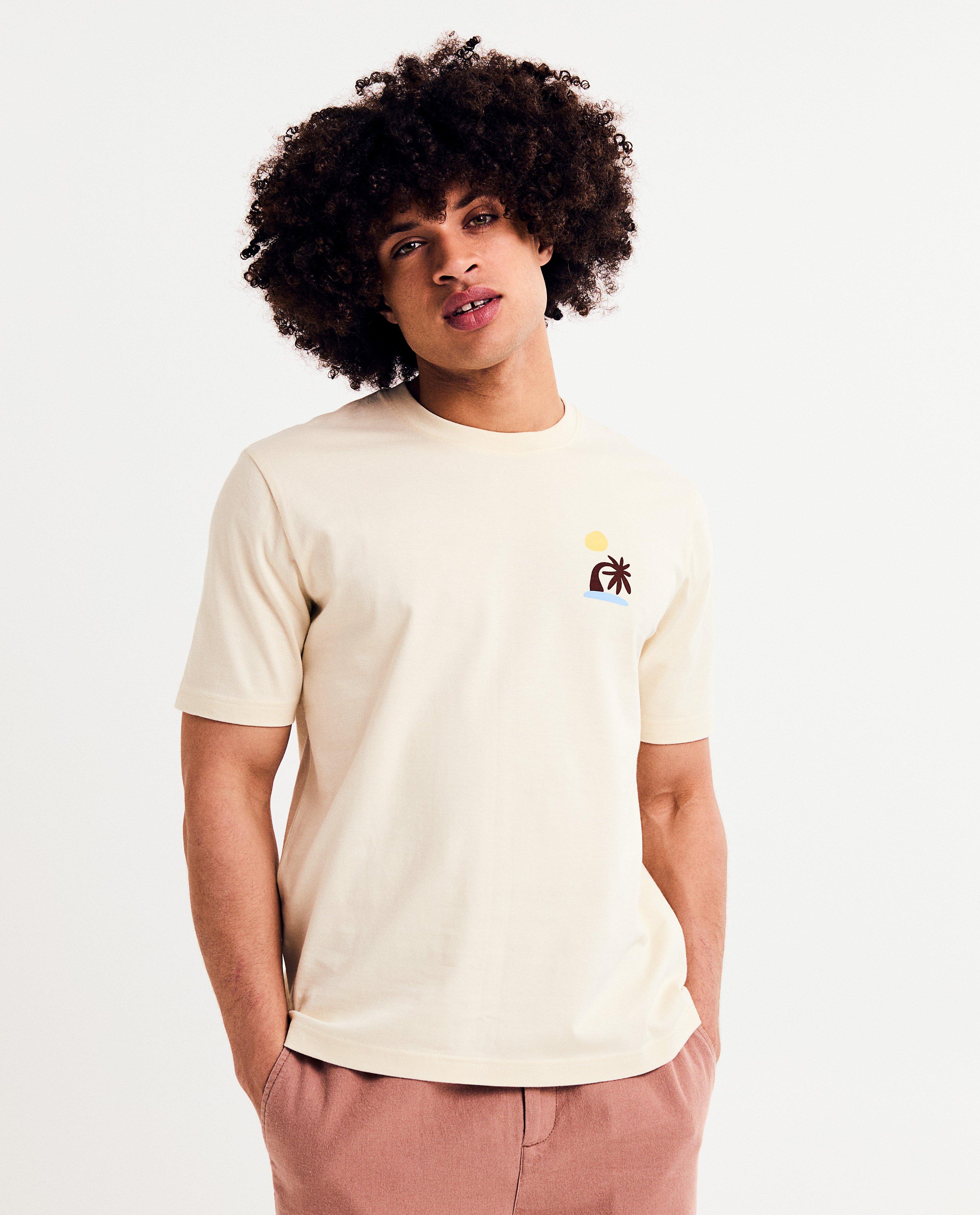 Tricou I AM din bumbac organic cu imprimeu pe spate, S-XXXL bej deschis
