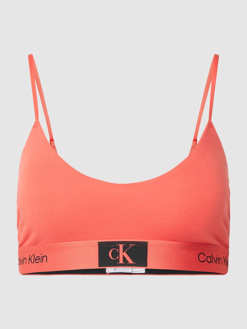 Bralette mit elastischem Logo-Bund Modell 'UNLINED' in koralle