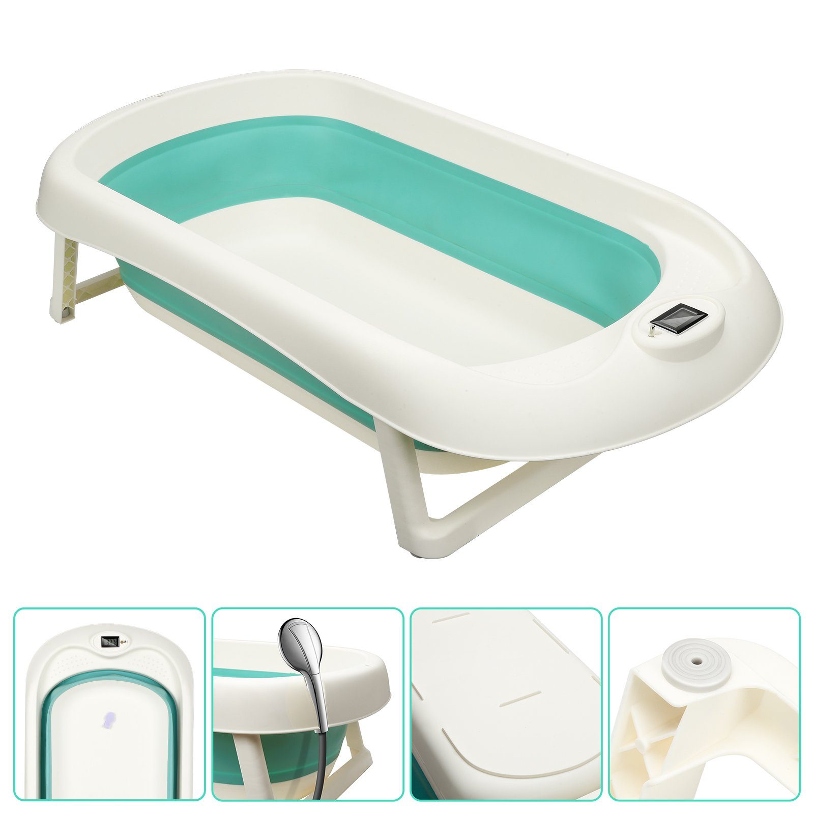 Clanmacy Babybadewanne Baby Badewanne mit Standfüßen Faltbare Wanne Babywanne Reisebadewanne