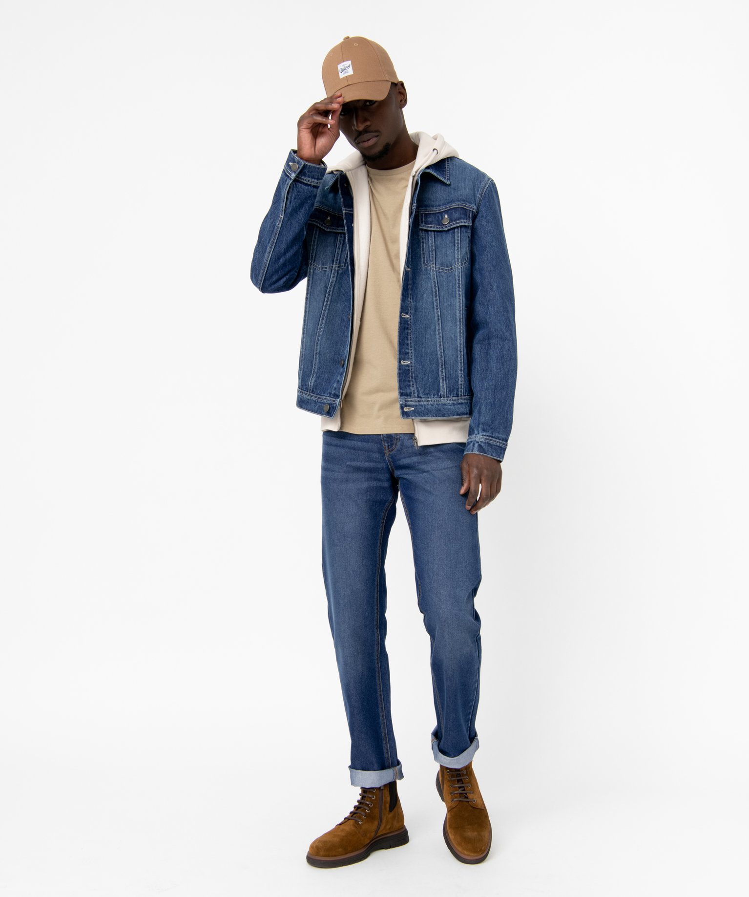 Sweat zippé à capuche homme ecru | GEMO