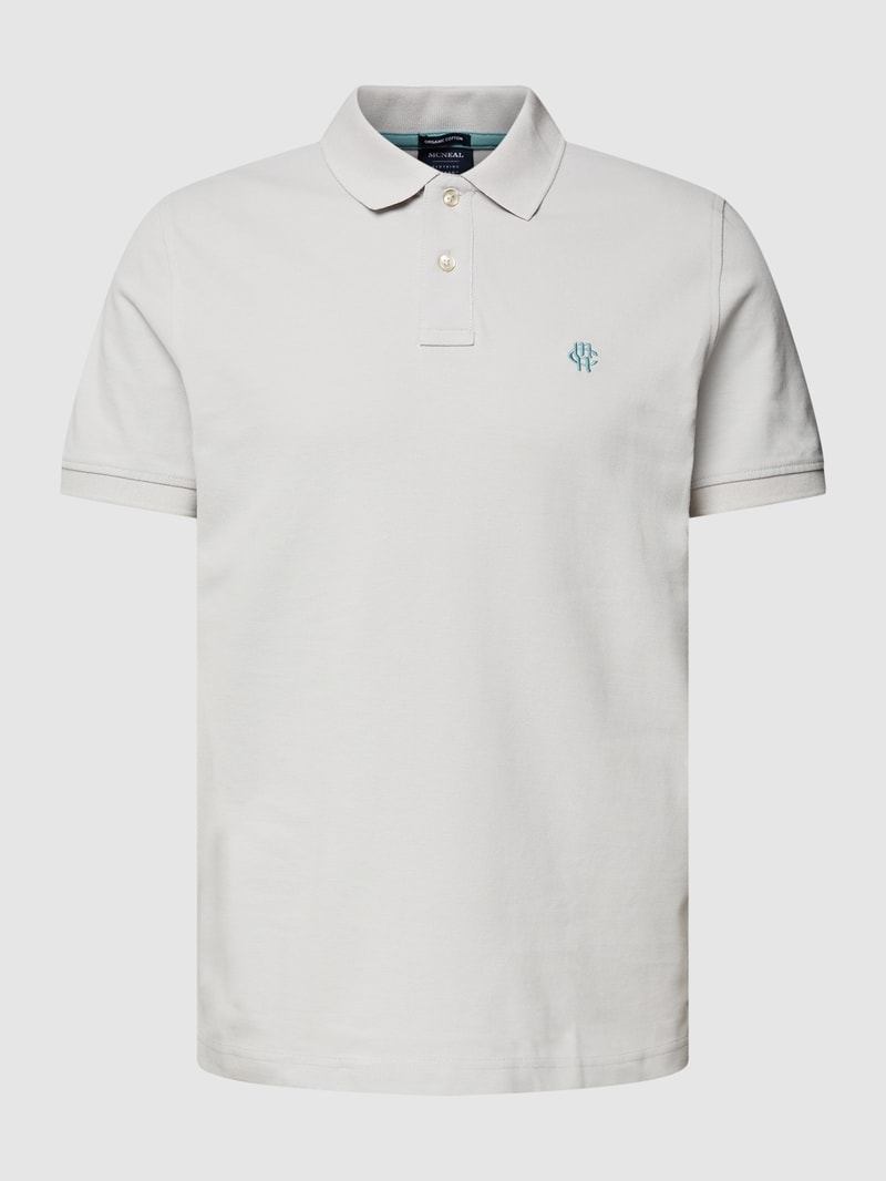 Poloshirt mit Logo-Stitching in hellgrau