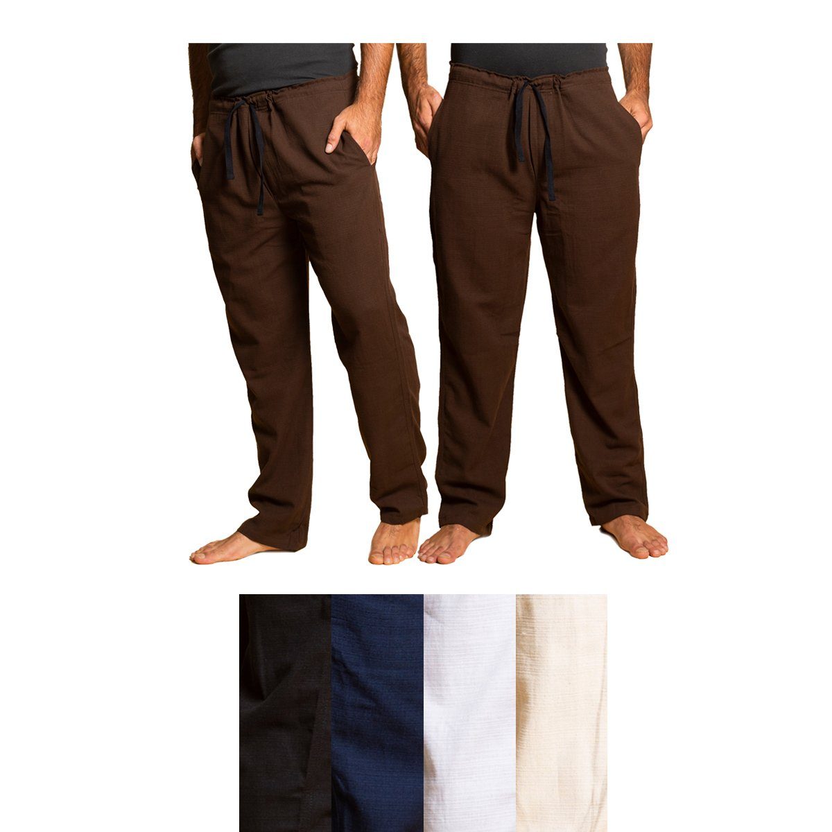 PANASIAM Wellnesshose Einfache Baumwoll-Bundhose T01 Wohlfühlhose ohne Reissverschluss Stoffhose mit Tunnelzug Unisex Sommerhose