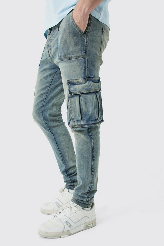 Herren Tall Skinny Cargo-Jeans mit Detail
