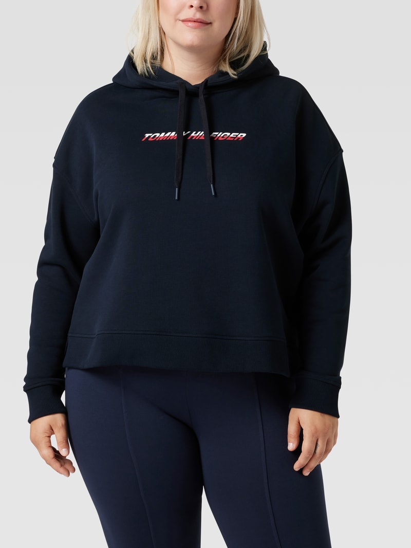 PLUS SIZE Hoodie mit Label-Print in marineblau