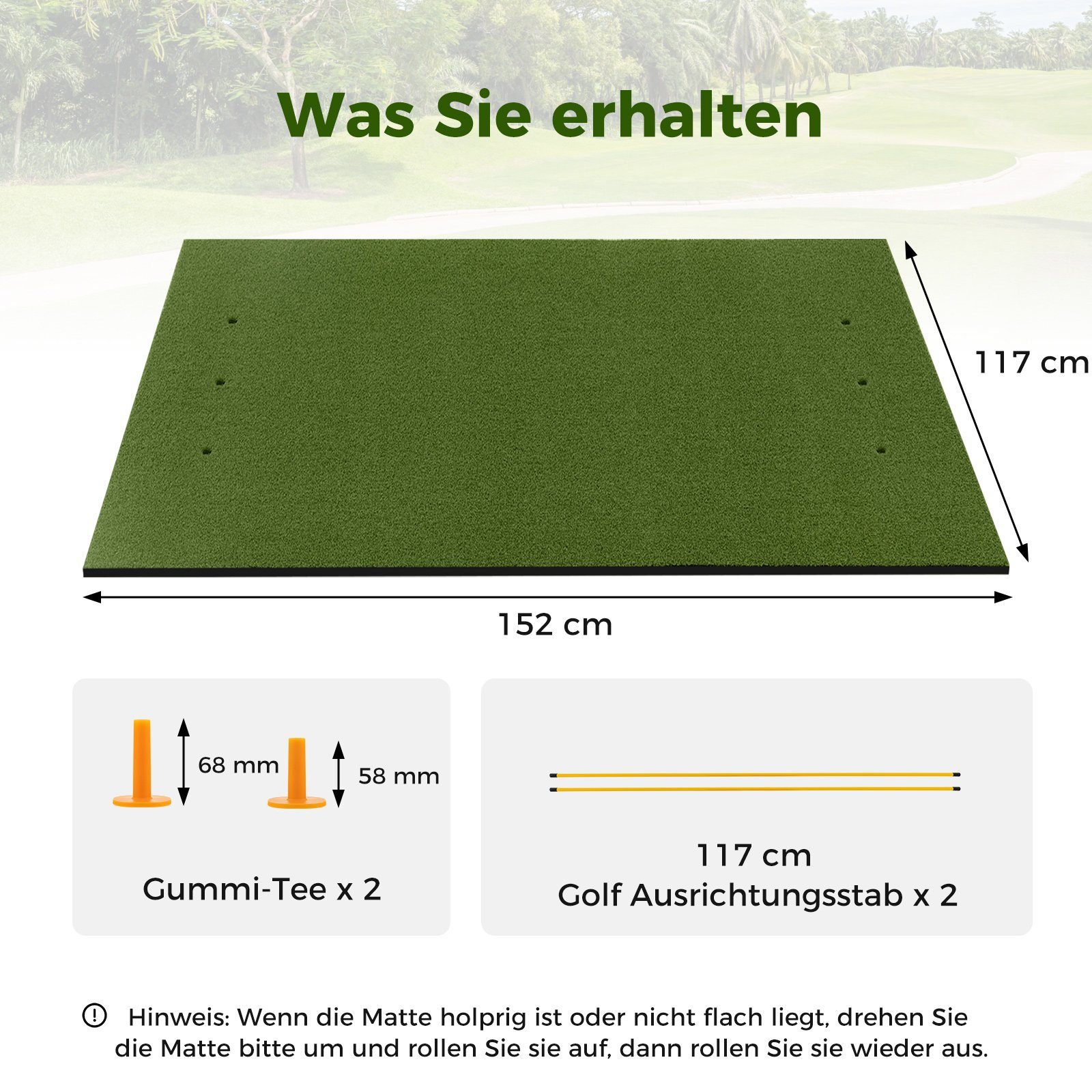 COSTWAY Golf-Abschlagmatte Übungsmatte, mit 2 Golf-Tees